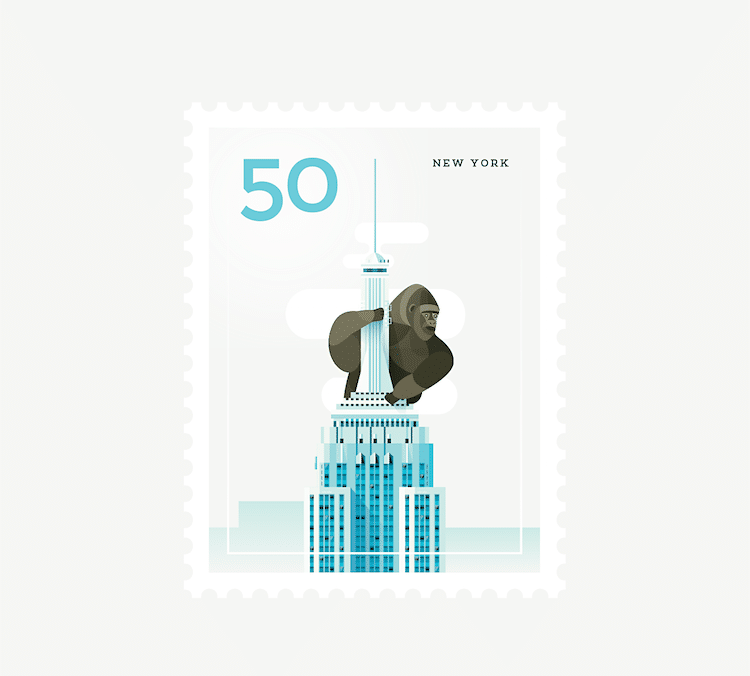 Postage Stamp Posters City Stamps Graphic Design Elen Winata