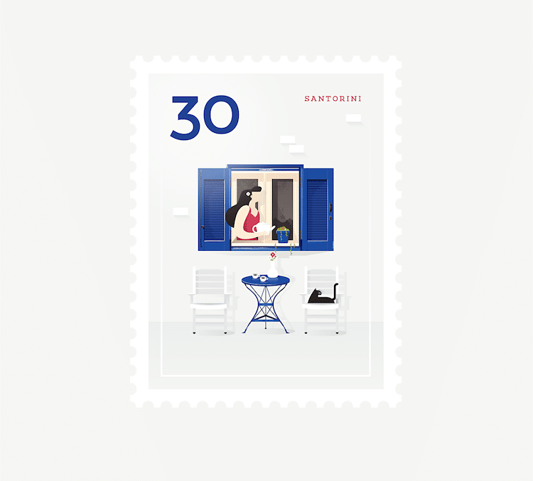 Postage Stamp Posters City Stamps Graphic Design Elen Winata