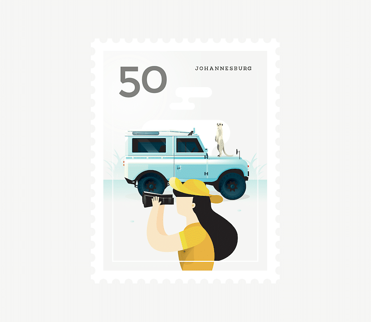 Postage Stamp Posters City Stamps Graphic Design Elen Winata