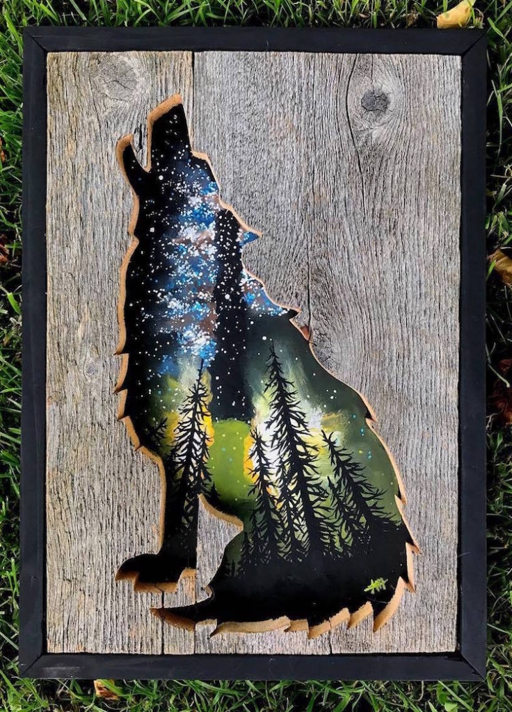 Reclaimed Wood Frames Adorn Painted Scenes Inspired by Nature