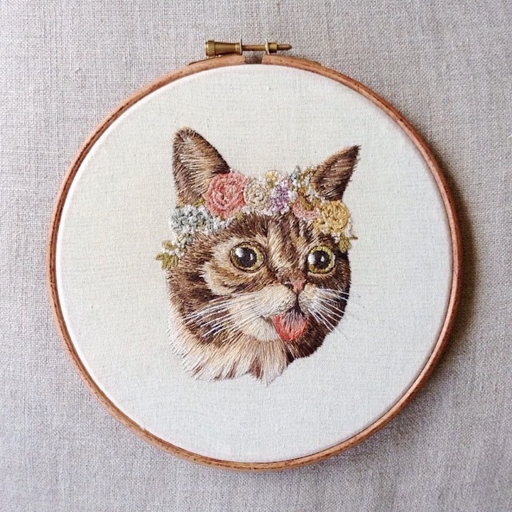 Cat Art History Embroidery