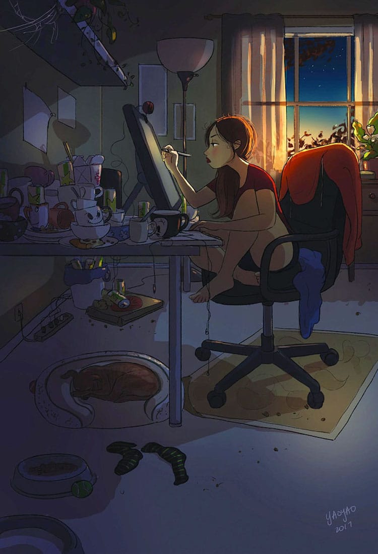 Yaoyao Ma Van As Benefits of Living Alone Illustrations