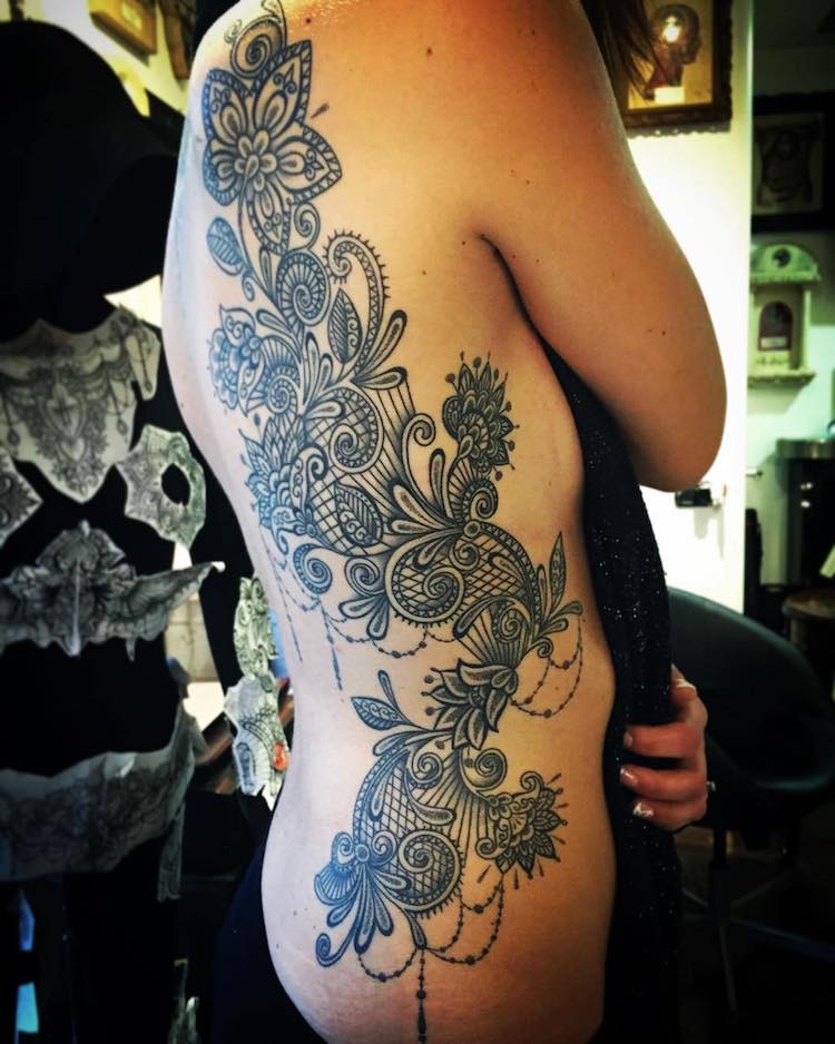 Lace Tattoo Designs Perfectly Cloak the Body in Delicate Drawings