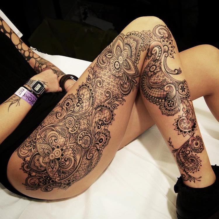 46 Feminine Lace Tattoo Designs