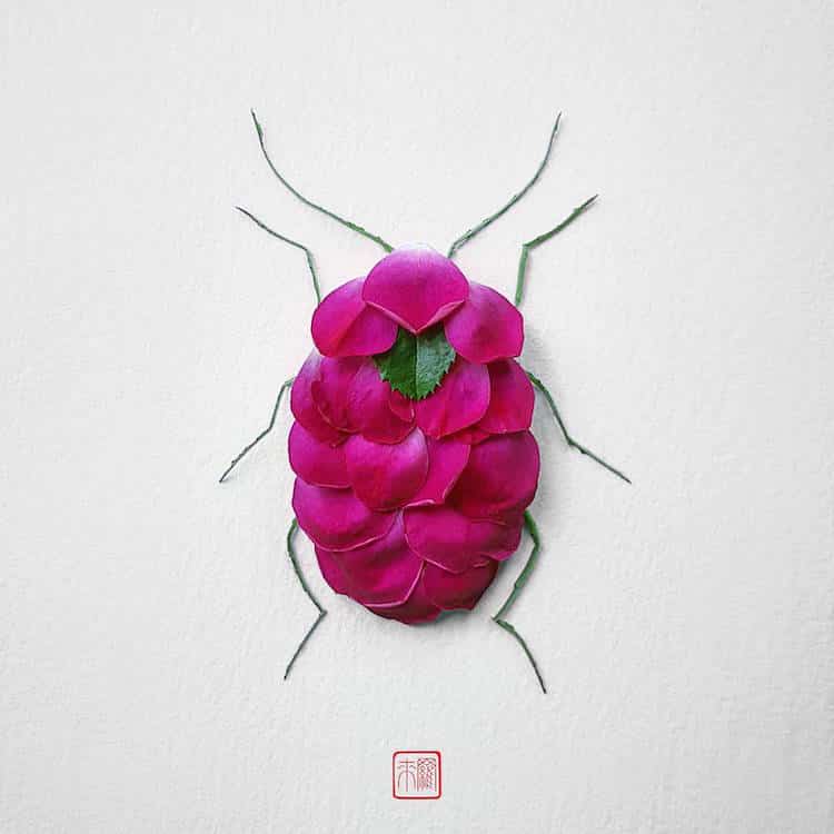 Raku Inoue Insect Art Floral Arrangements