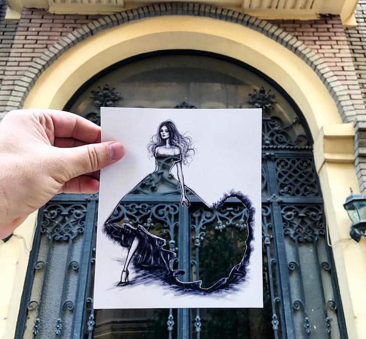 Paper Cut-Outs Use Surroundings to Create Fashion Illustration Collection