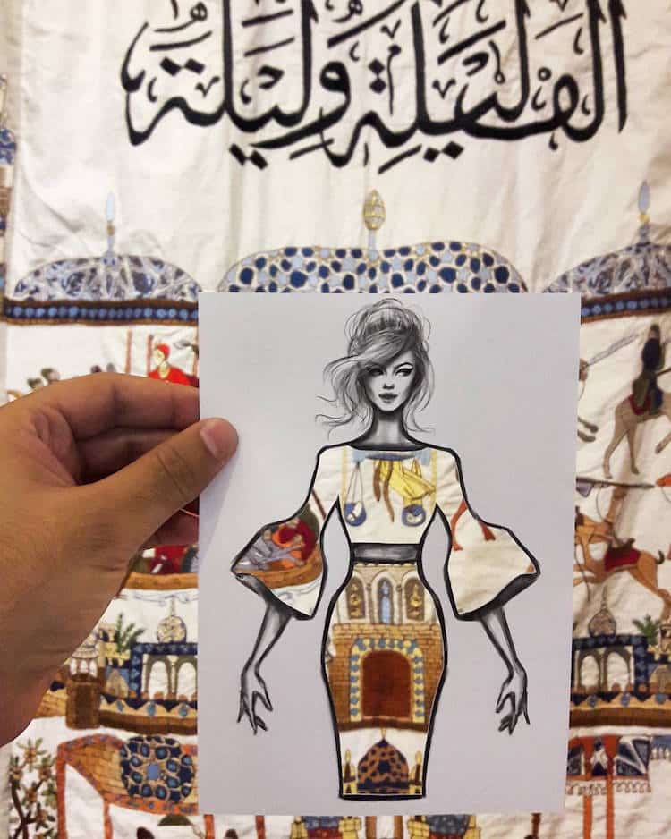 Shamekh Al-Bluwi Fashion Illustrations Paper Cut-Outs