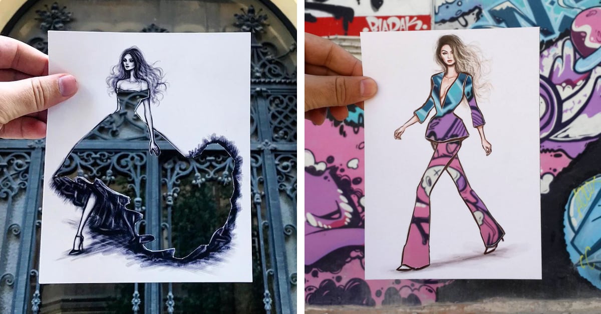 Paper Cut-Outs Use Surroundings to Create Fashion Illustration