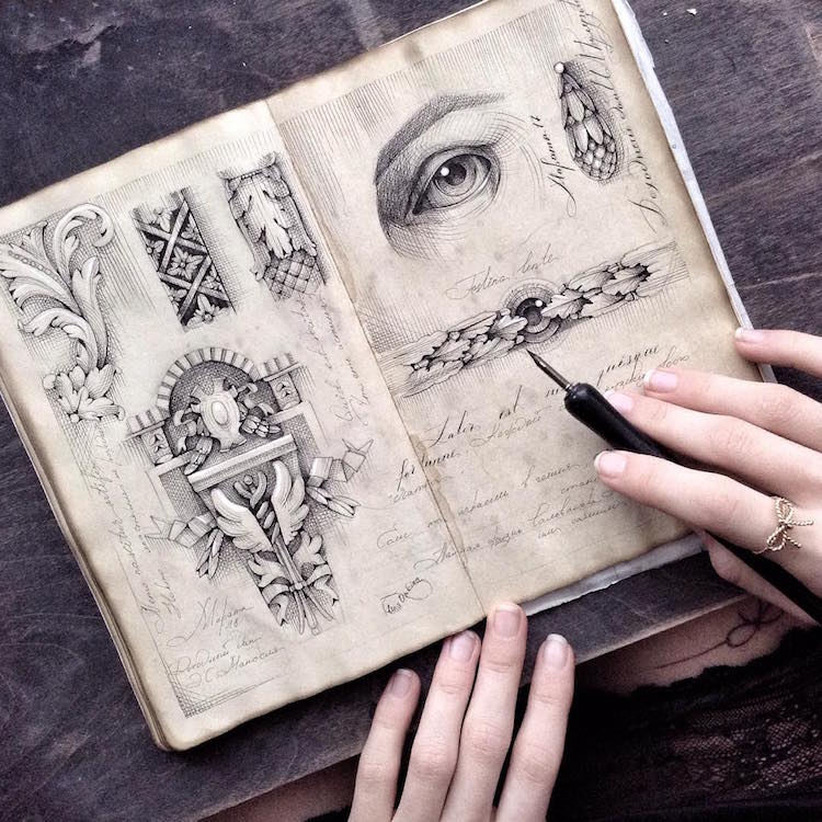 Ink Drawing Sketchbook Art by Elena Limkina Shows Artist's Eye for