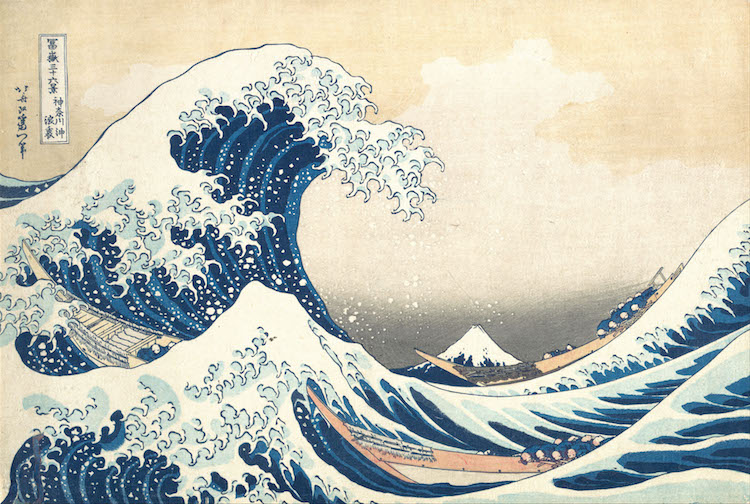 Katsushika Hokusai, "The Great Wave off Kanagawa" ca. 1829 via Wikipedia Commons Public Do