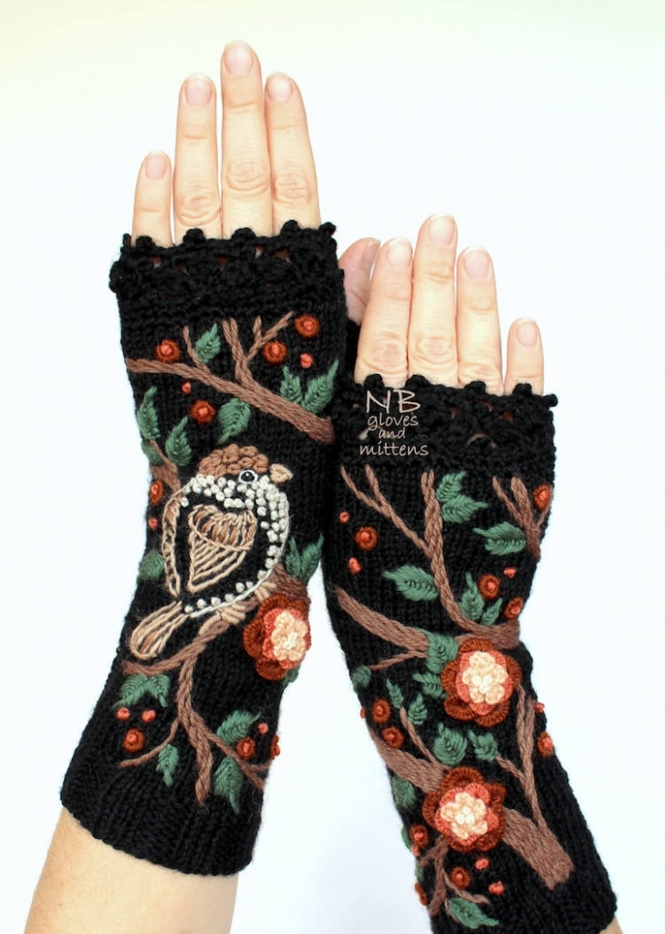 Colorful Knitted Fingerless Gloves Add a Quirky Touch to Wintertime