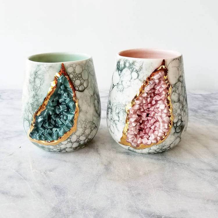 Geode Mug Crystal Mug Silver Lining Ceramics Katie Marks
