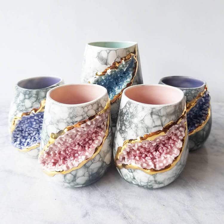 Geode Mug Crystal Mug Silver Lining Ceramics Katie Marks