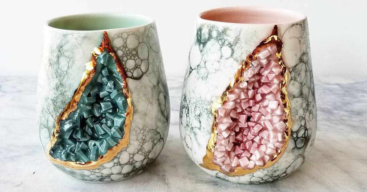 Geode Mug Sparkles with Lifelike Clusters of Crystals