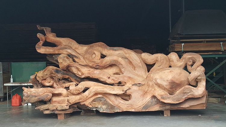 redwood tree octopus sculpture