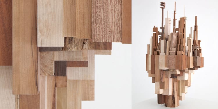 Carved Wood Art Inspired by the Energy of Cities Around 