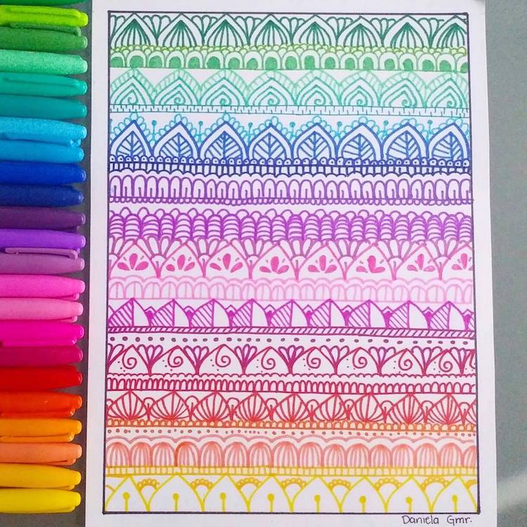 zentangle patterns in color