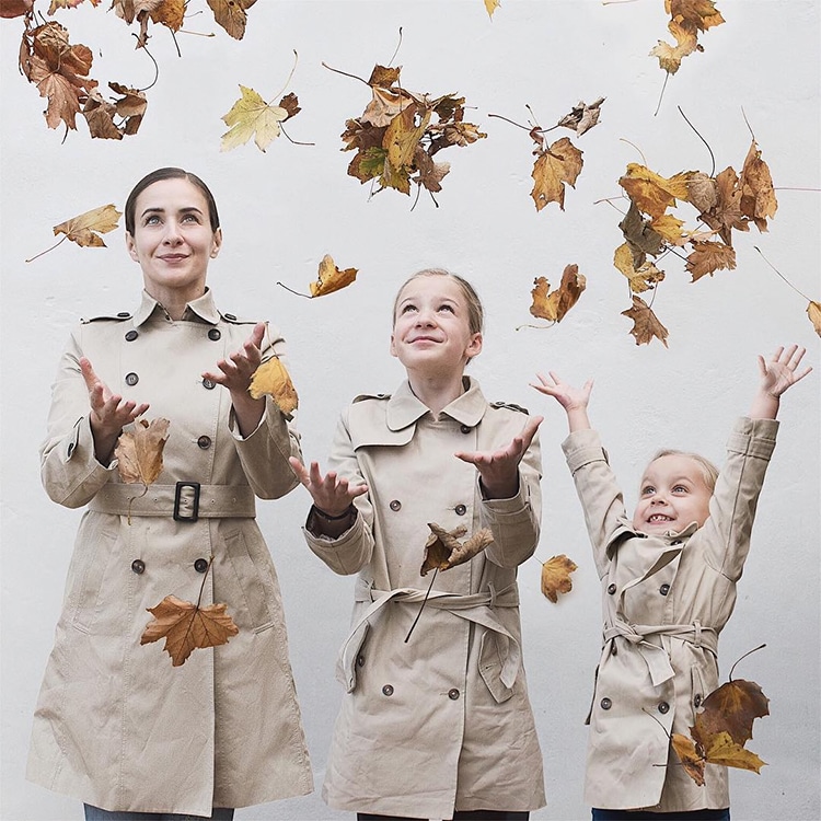 mother and daughter matching coats