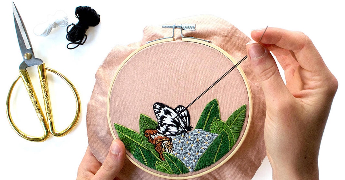 Beginner Kit Folk art flower – Trish Burr Embroidery
