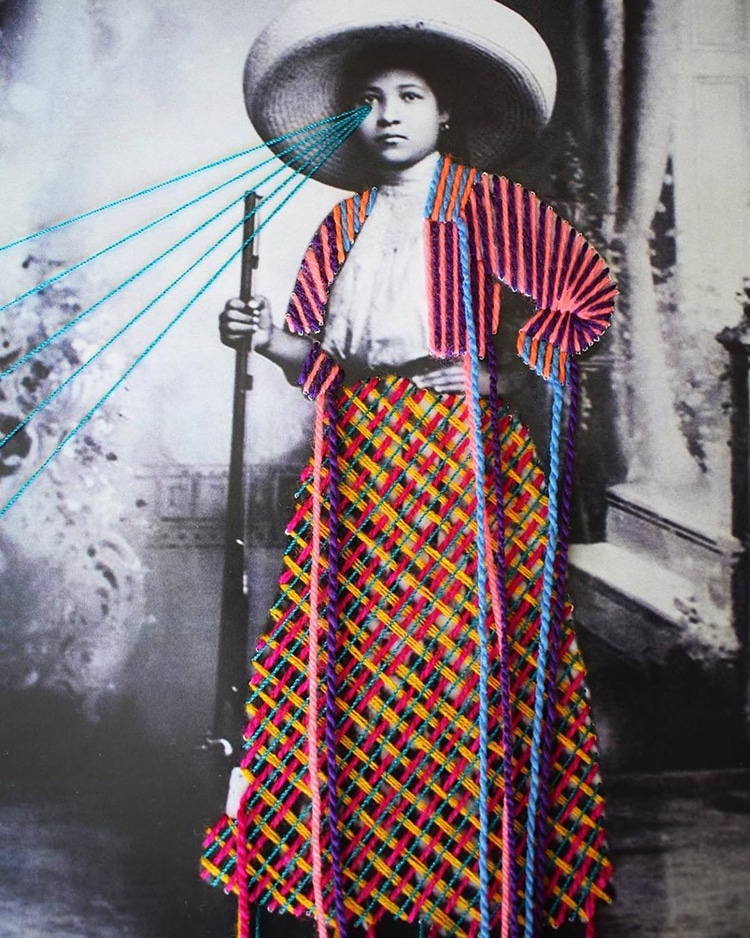 Colorful Embroidery on Vintage Photographs by Victoria Villasana