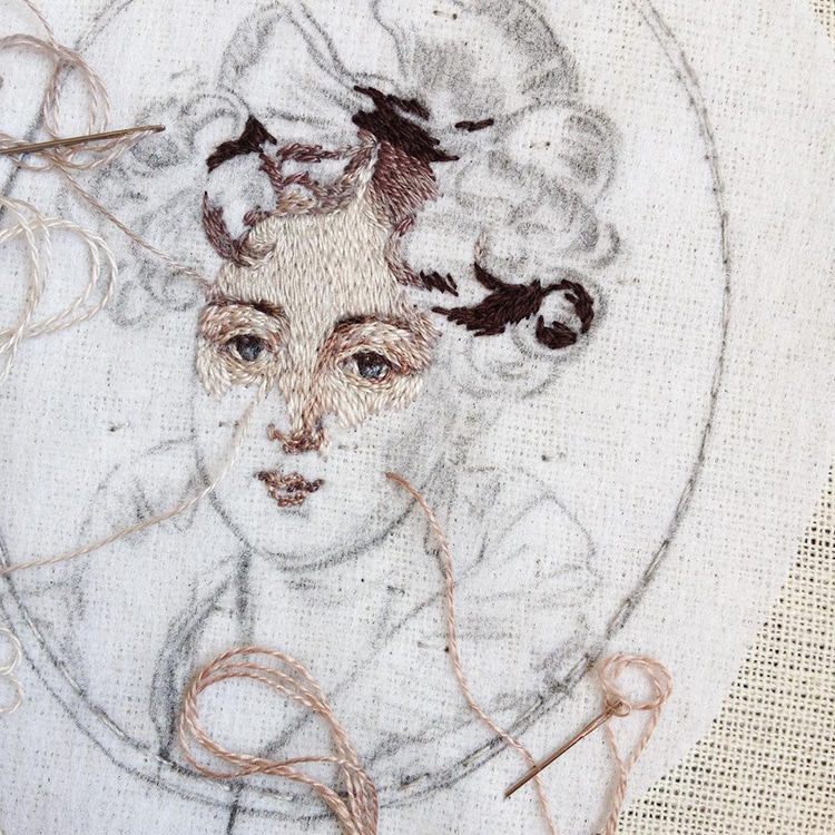 Embroidery Renaissance Paintings by Maria Vasilyeva
