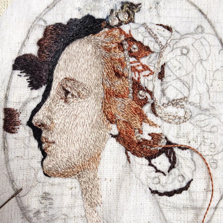 Embroidery Renaissance Paintings by Maria Vasilyeva