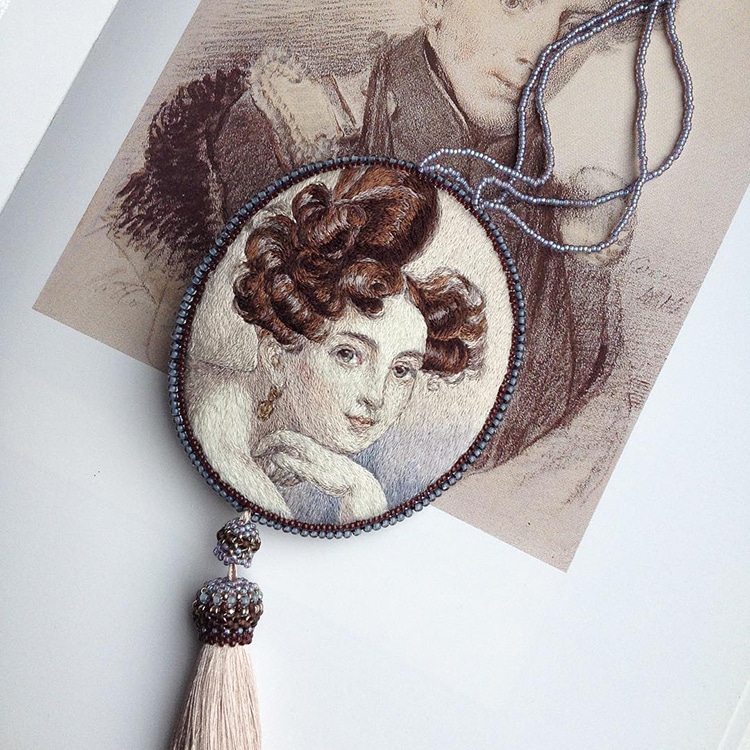 Embroidery Renaissance Paintings by Maria Vasilyeva