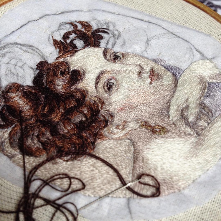 Embroidery Renaissance Paintings by Maria Vasilyeva