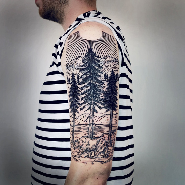 Half Sleeve Landscape Tattoos by Lisa Orth