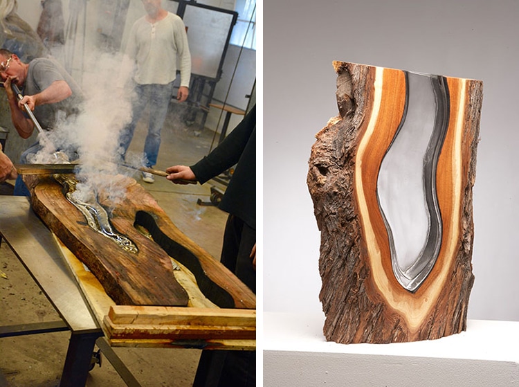 Amazing Glass Blowing Art Molten Glass and Wood Sculpture
