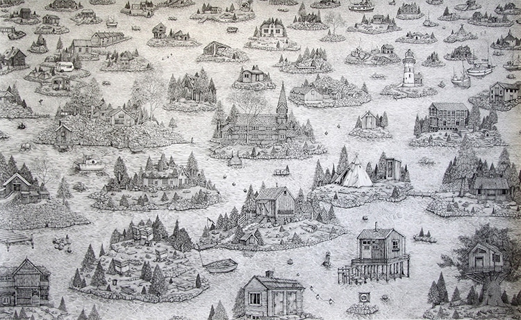 Pen and Ink Landscape Drawings by Olivia Kemp