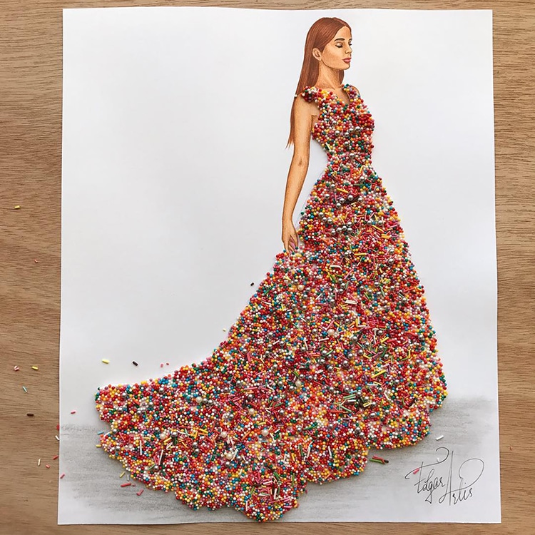 Miss Plastic Dress made in plastic plates Artist Edgar Artis  Fashion  design drawings Art dress Fashion design sketchbook