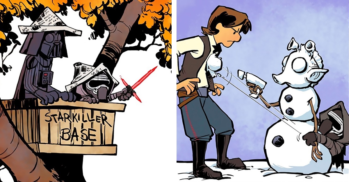 Disney Illustrators Adorable Mash Up Imagines ‘star Wars As ‘calvin And Hobbes Comics 