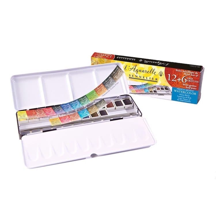 Set de démarrage peinture d'aquarelle, boîte de 12