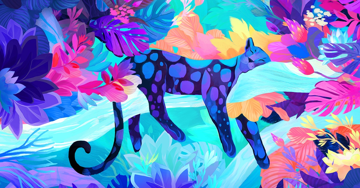 Artist Creates Nature-Inspired Illustrations in Electric Neon Colors