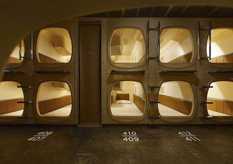 tokyo capsule hotel interiors