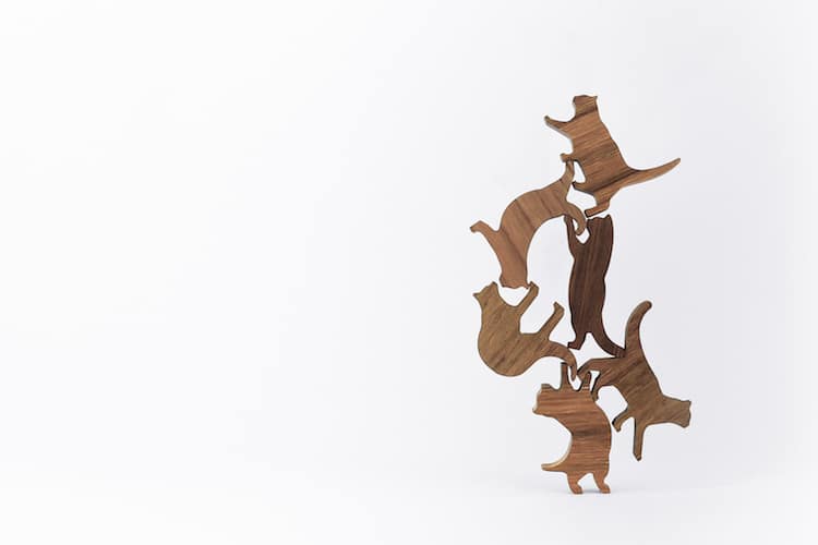 Wooden Cat Stacking Game by Comma, Sold in My Modern Met Store