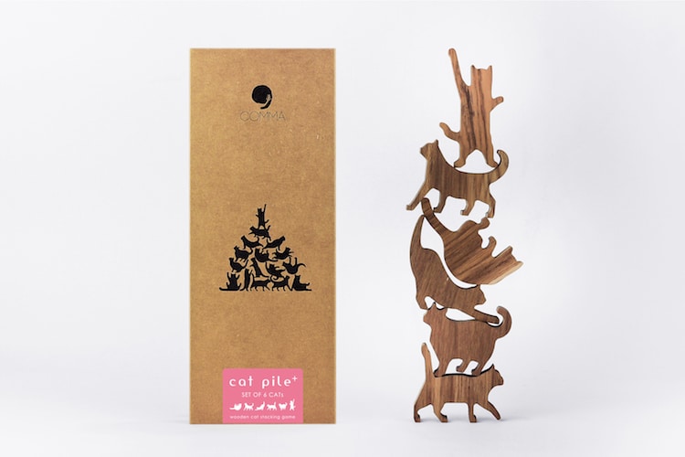 Wooden Cat Stacking Game by Comma, Sold in My Modern Met Store