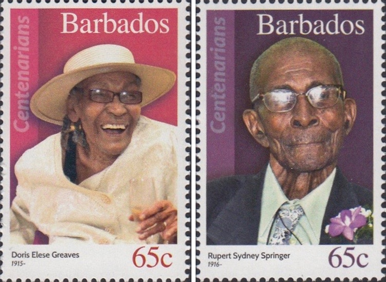 Centenarians of Barbados Stamps