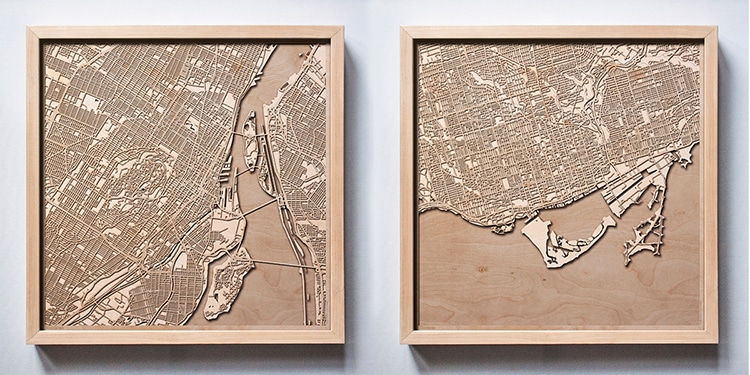 Laser-Cut Wood Map Wall Art by CityWood