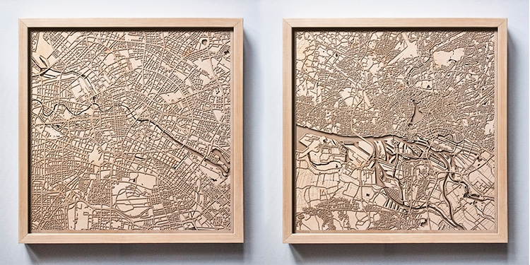 Laser-Cut Wood Map Wall Art by CityWood