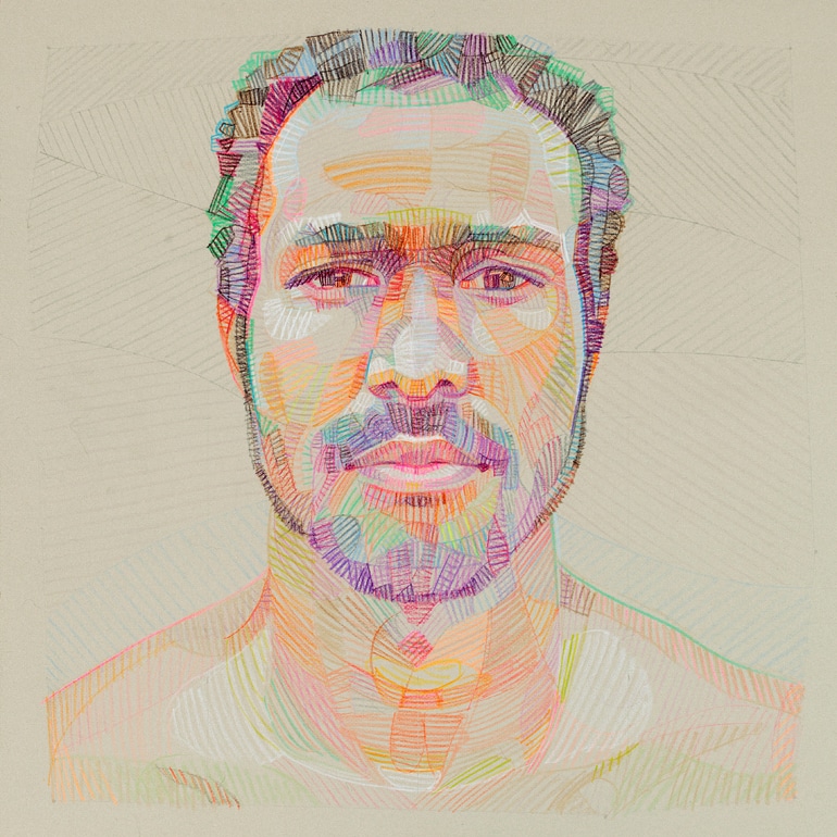 Retrato hecho con lápices de colores por Lui Ferreyra