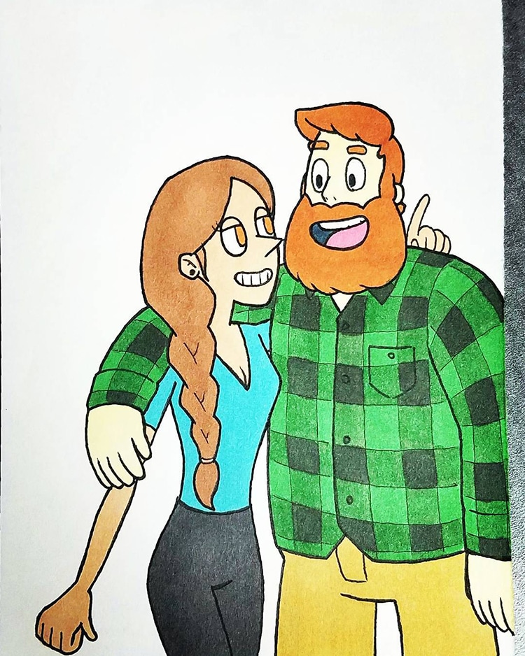 Couple Illustrations in Different Cartoon Styles by Kells O’Hickey