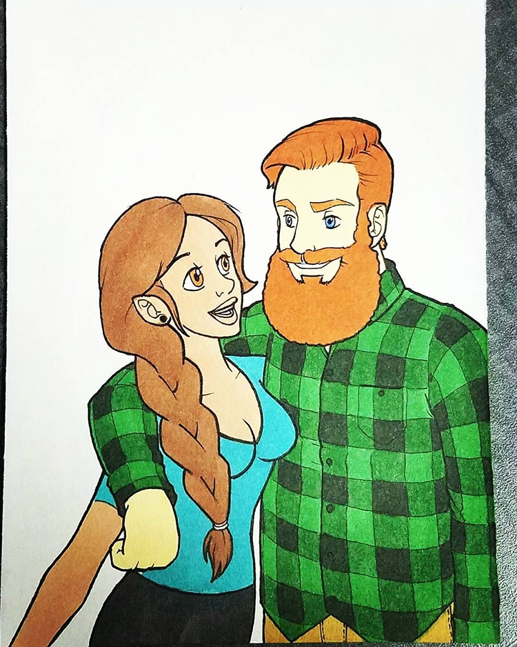 Couple Illustrations in Different Cartoon Styles by Kells O’Hickey