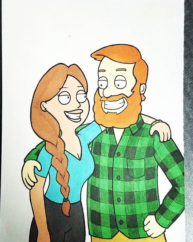 Couple Illustrations in Different Cartoon Styles by Kells O’Hickey