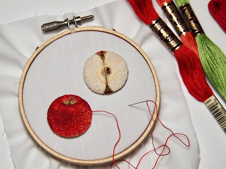 Miniature Food Embroidery by ipnot