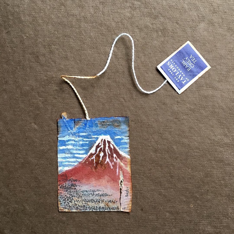 Miniature Paintings on Tea Bags by Ruby Silvious