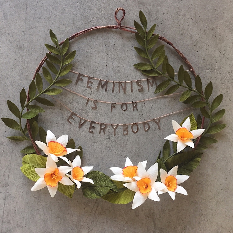 Paper Wreath Feminist Art Floral Wreath Paper Flowers Paper Art Grace D Chin