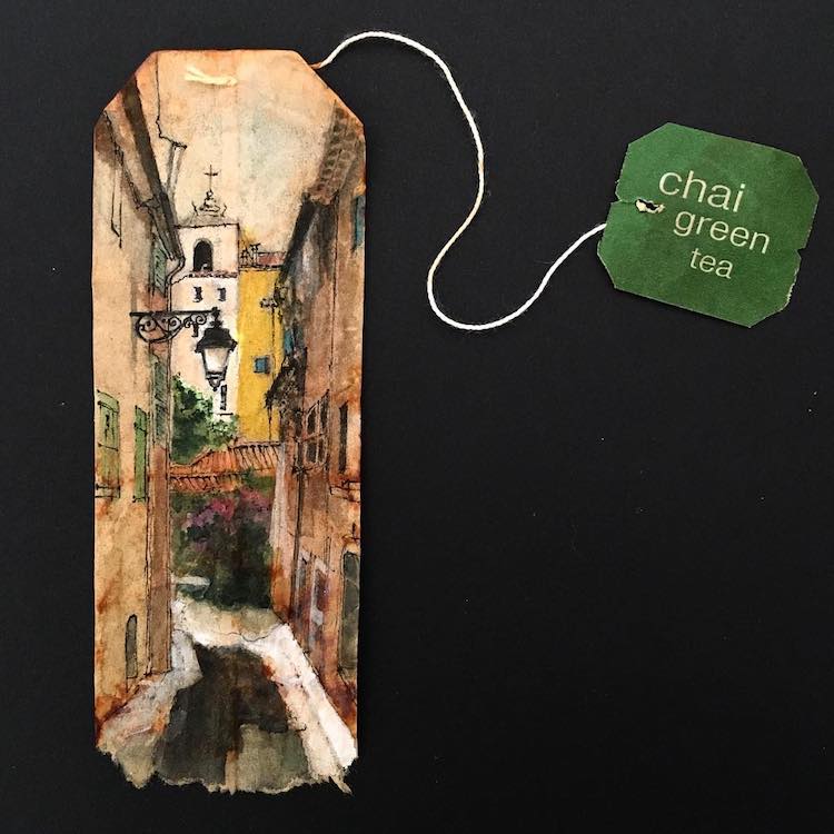 Tea Bag Paintings by Ruby Silvious