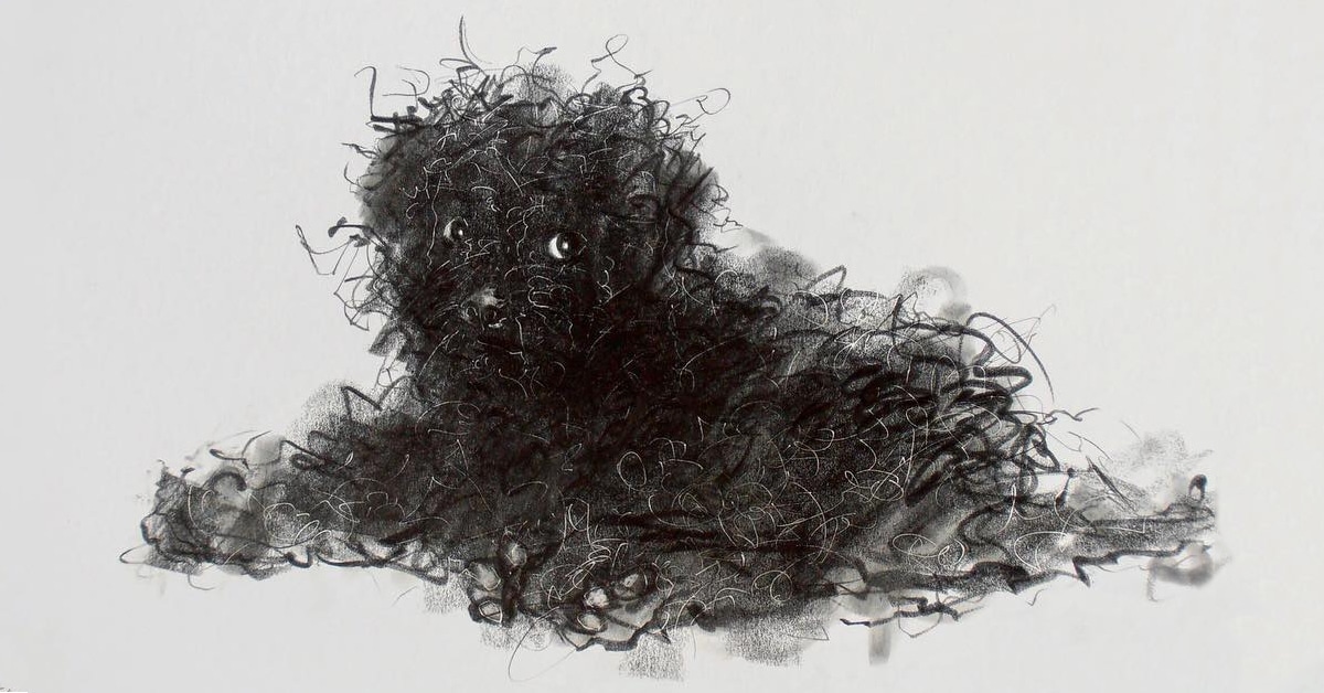 Artist Ilustrates Fluffy Dogs with Expressive Gesture Drawings